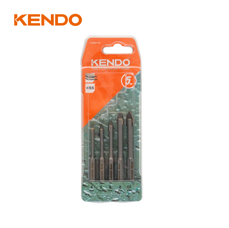 5-teiliges Glasbohrer-Set, Sechskant. Schnellwechselschaft