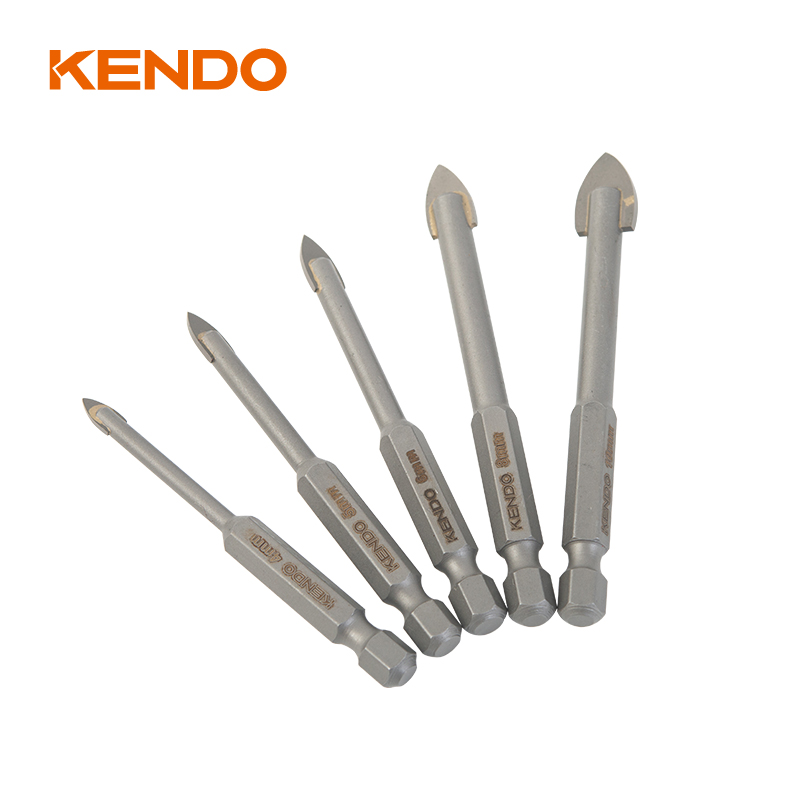 5-teiliges Glasbohrer-Set, Sechskant. Schnellwechselschaft