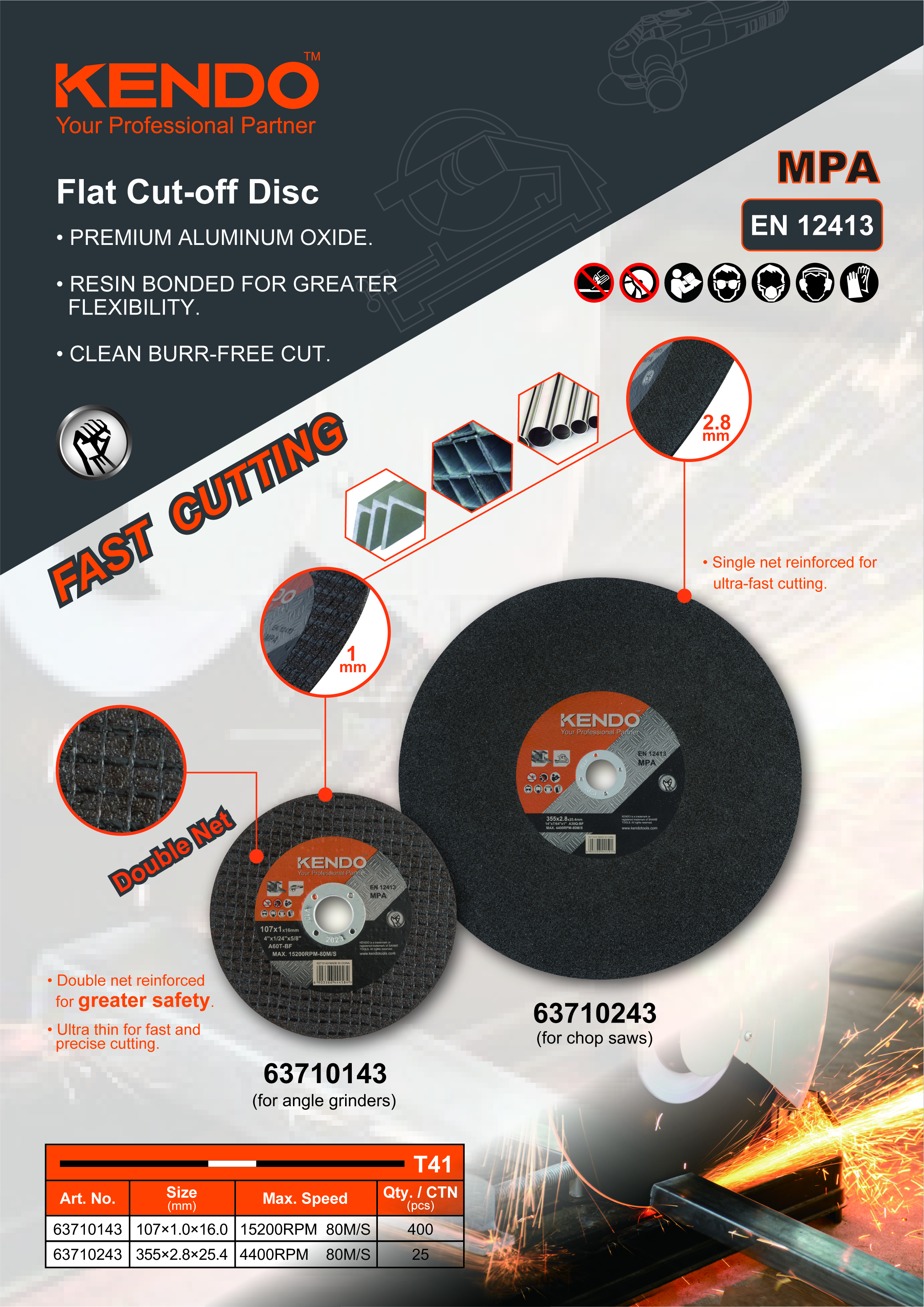 Flache Trennscheibe aus Metall