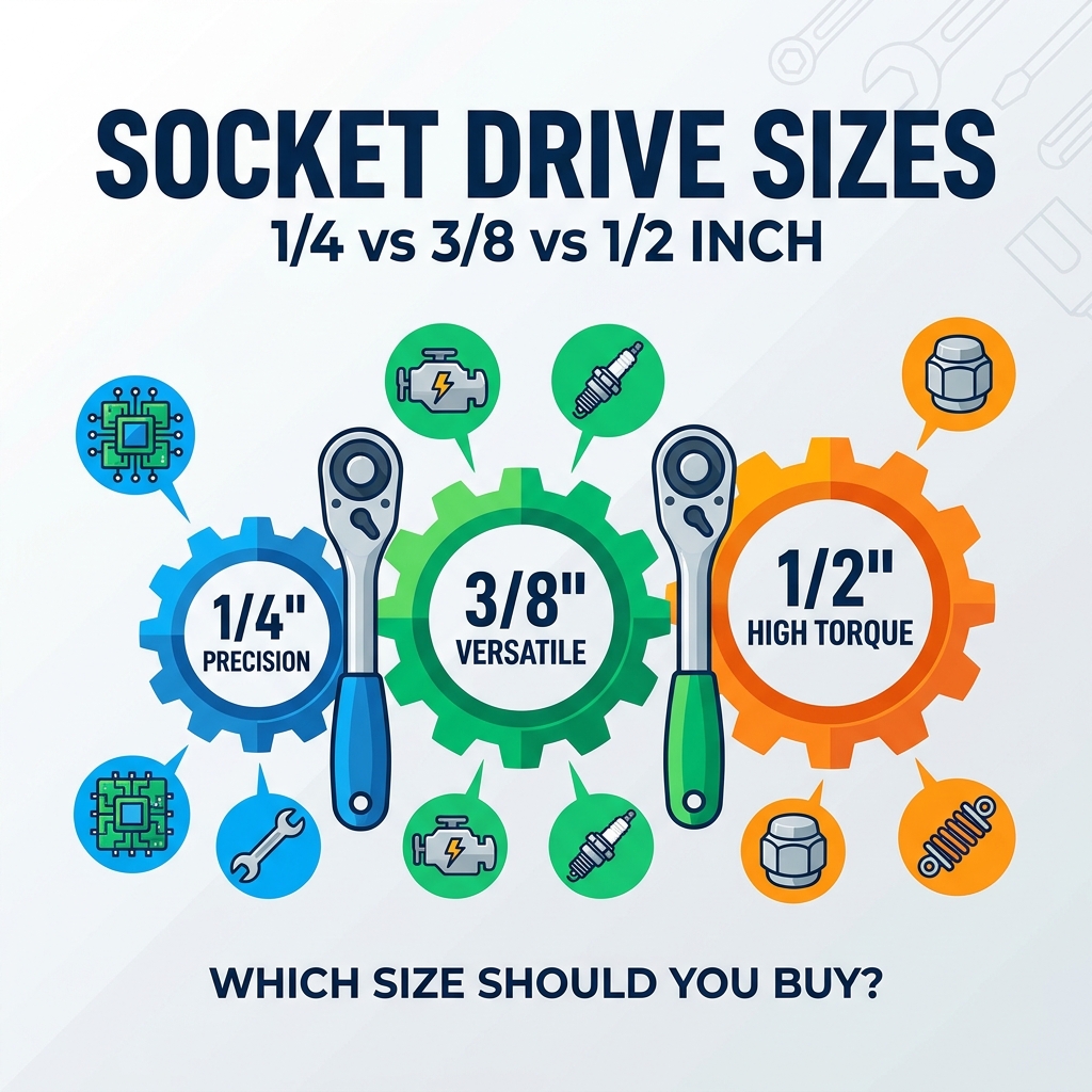 1/4 vs. 3/8 vs. 1/2 Zoll Steckschlüsselantrieb: Welche Größe sollten Sie kaufen?